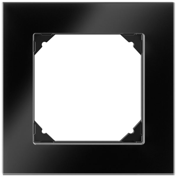 Cadre de recouvrement ENC EDIZIO.liv prestige SNAPFIX® 1×1 94×94mm verre noir 