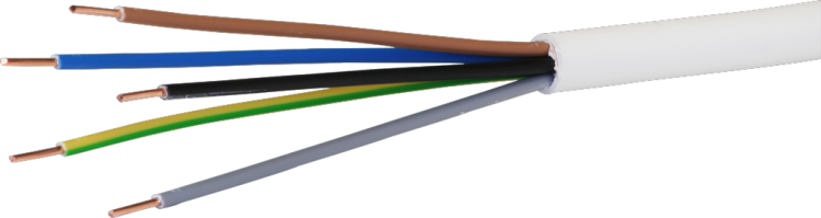 Kabel TT 5×1,5mm² 3LNPE ws Eca Eine Länge