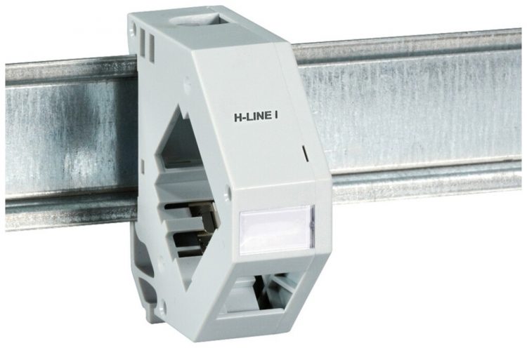 Hutschienen-Adapter H-LINE I für 1 Keystone-Modul geschirmt, 22mm 