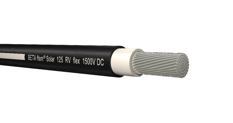 Câble solaire 1x6mm2 noir, codé blanc BETAflam 125 RV flex 1500 V DC, Dca Une longueur