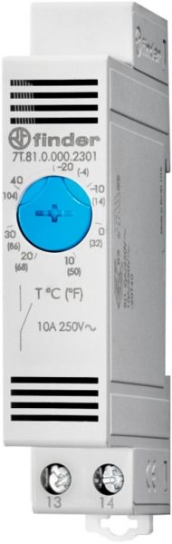 Termostato AMD Finder 7T.81, 1Ch 10A/250V, -20…60°C, 1UM 