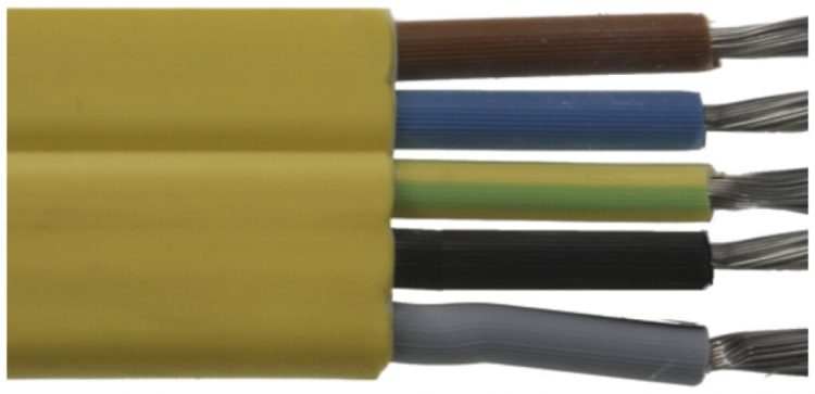Câble plat Woertz Technofil 5×2.5mm² jaune Eca conducteurs bc sauf PE Une longueur