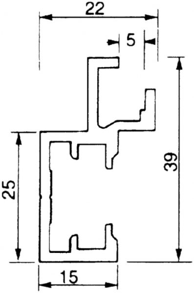 Zählerplattenprofil ALMA 39×15/22mm L=3m 