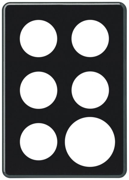 Plaque de recouvrement ENC basico 3×2 5×Ø43mm+Ø58mm noir 