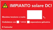 Autocollant rouge «Solar-DC-INSTALLATION!» italien 