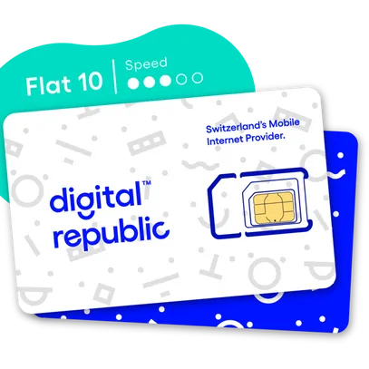 Digital Republic Flatrate 10 SIM | 365 Tage max. 10 Mbits Download, 5 Mbits Upload 