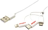 USB-Kabel ROLINE USB-A/Micro-B (USB-C/Lightning) (USB 2.0) 480Mbit/s weiss 1m 