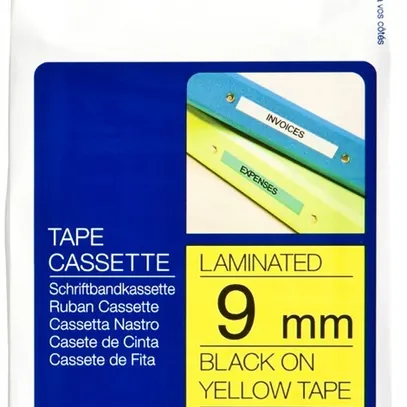 Cassette ruban Brother TZe-621 9mm×8m, jaune-noir 