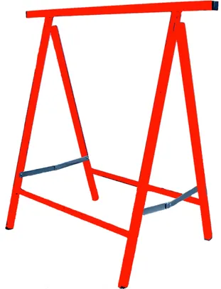 Arbeitsbock CLAP B: 80 cm, H: 77 cm, aus Stahl, rot 