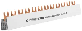 Pettine di raccordo Hager 2P 2L forca 16mm² 80A 210×12mm bianco 