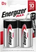 Pile alcaline Energizer Max D LR20 1.5V blister à 2 pièces 