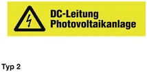 Etikette Plica EET UV SO Typ 2 "DC-Leitung Photovoltaikanlage" 25×90mm gelb 
