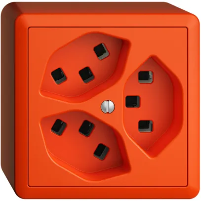 Prise AP 3×T23 16A EDIZIOdue orange, avec bornes enfichables 