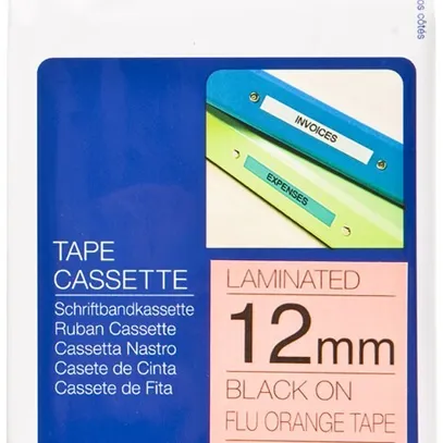Schriftbandkassette Brother TZe 12mm×5m, orange-schwarz 