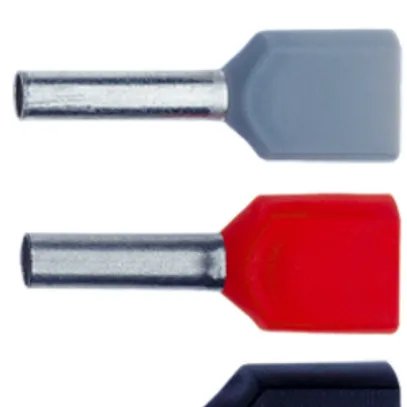 Embout de câble jumelé isolé 2×10mm² 14mm type DIN rouge 