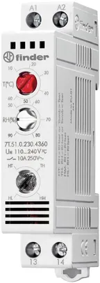 Thermostat/hygrostat multifonctionnel Finder 1 fermeur 10A 230V 10…60°C 