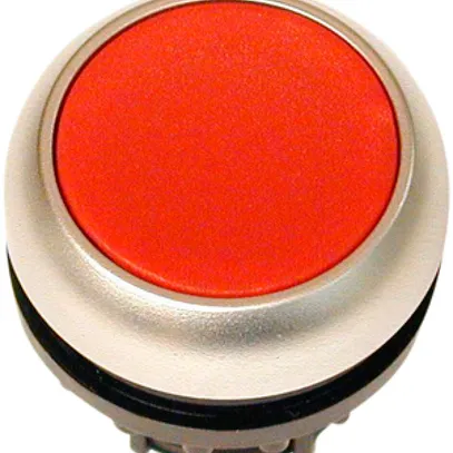 Bouton-poussoir ETN RMQ plat O rouge, à accrochage, anneau chromé 