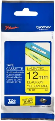 Cassetta nastro Brother TZe-631 12mm×8m, giallo-ne 