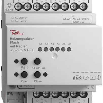 REG-Heizungsaktor Feller KNX 6-fach mit Regler 24/230VAC 50Hz 