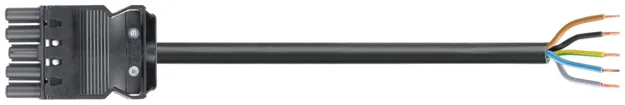 Anschlussleitung Wieland GST18i5 5×1.5mm² 400V 16A 1m schwarz Buchse, Cca 