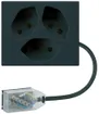 Prise INC 3×type 13 Hager FLF pour câble plat Technofil L1 noir 