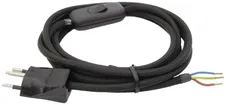 Câble textile Roesch avec interrupteur à cordon et fiche type 12 noir 