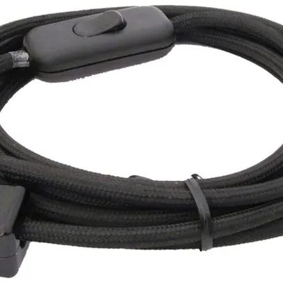 Câble textile Roesch avec interrupteur à cordon et fiche type 12 noir 