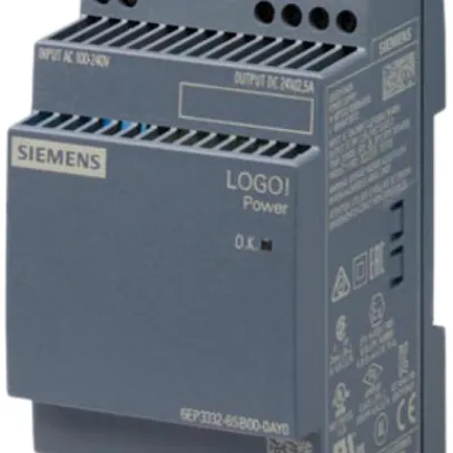 Alimentation Siemens LOGO!POWER, IN:100…240VAC, OUT:24VDC/2.5A, 3UM 