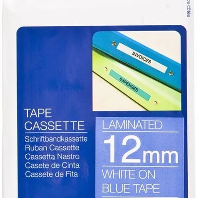 Schriftbandkassette Brother TZe 12mm×8m, blau-weiss 