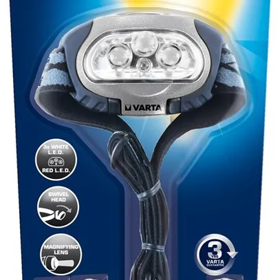 Lampada front.LED VARTA bi/ro LED×4 Head Light 22lm con 3×AAA 
