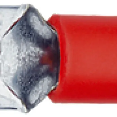 Fiche plate isolée Ferratec 6.3×0.8/0.5…1mm² rouge laiton étamé 
