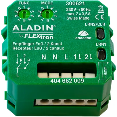 Attuatore-commutatore RF INS ALADIN EnO, 2-canali, multifunzione, 230V/3.5A 