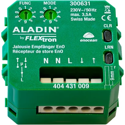 Actionneur de jalousie RF INC ALADIN EnO, 1-canal, multifonction, 230V/3.5A 