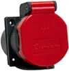 Prise INC T25 DEM IP55 16A 400V avec joint IK07 anthracite/couvercle rouge 