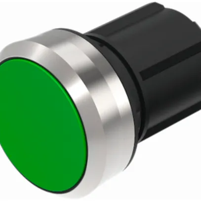 Interrupteur INC EAO45, R, vert, anneau gris affleurant 