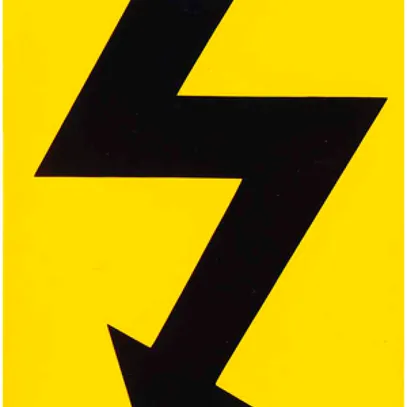 Plaque d'avertissement flèche 60×80mm mat. synth. jaune-noir 