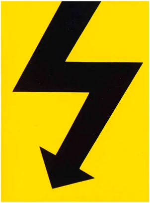 Warnschild Kunststoff 60×80mm Pfeil selbstklebend gelb-schwarz 