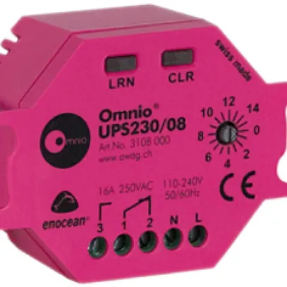 Attuatore-commutatore RF INS Omnio UPS230/08, 1-canale 1C 16A/240VAC, EnOcean 