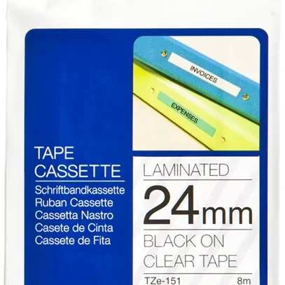 Schriftbandkassette Brother TZe-151 24mm×8m, transparent-schwarz 