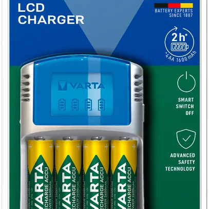 Caricabatterie VARTA LCD Charger con 4×AA 2.5Ah Ready To Use 