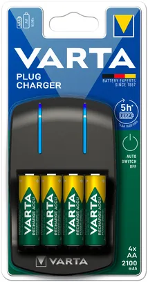 Ladegerät VARTA Plug Charger mit 4×AA 2.1Ah Ready To Use 