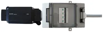 Boîte de raccordement pour câble plat Woertz avec boîtier et FI/LS C 32A 30mA 