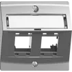 Kit montaggio EDIZIOdue, con cappa di uscita obliqua, per 2×RJ45, silver 