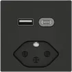 USB-Ladesteckdose EDIZIO.liv SNAPFIX® USB A+C/T13 3A 230VAC sz 