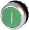Pulsante ETN RMQ piatta I verde, ad impulso, anello cromato 