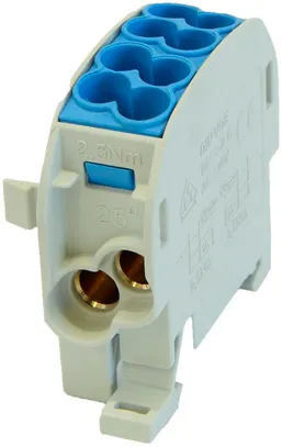 Verteilerblock Typ C 2×25/2×16mm² 100A CU blau 