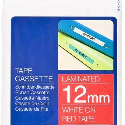 Schriftbandkassette Brother TZe 12mm×8m, rot-weiss 