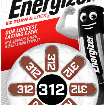 Pile bouton zinc/air Energizer V312, blister à 8 pièces 