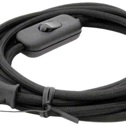 Câble textile Roesch avec interrupteur à cordon et fiche type 26 noir 
