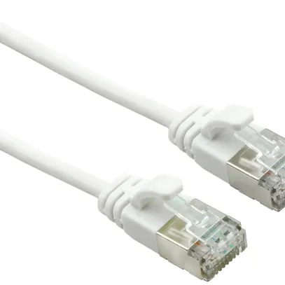 Câble patch RJ45 ROLINE Slim 0.5m blanc U-FTP cat.6A LSOH cl. EA 10GB 